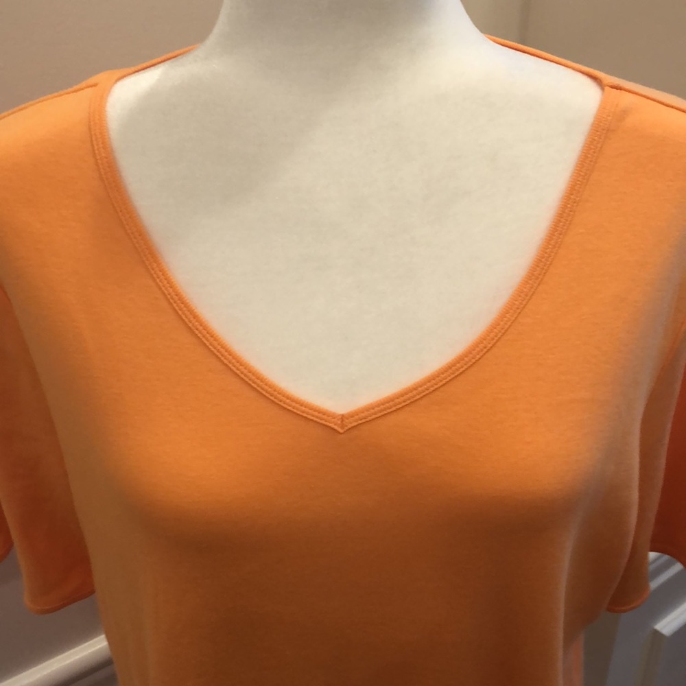 Chico’s Orange V-Neck T-Shirt - Picture 2 of 6